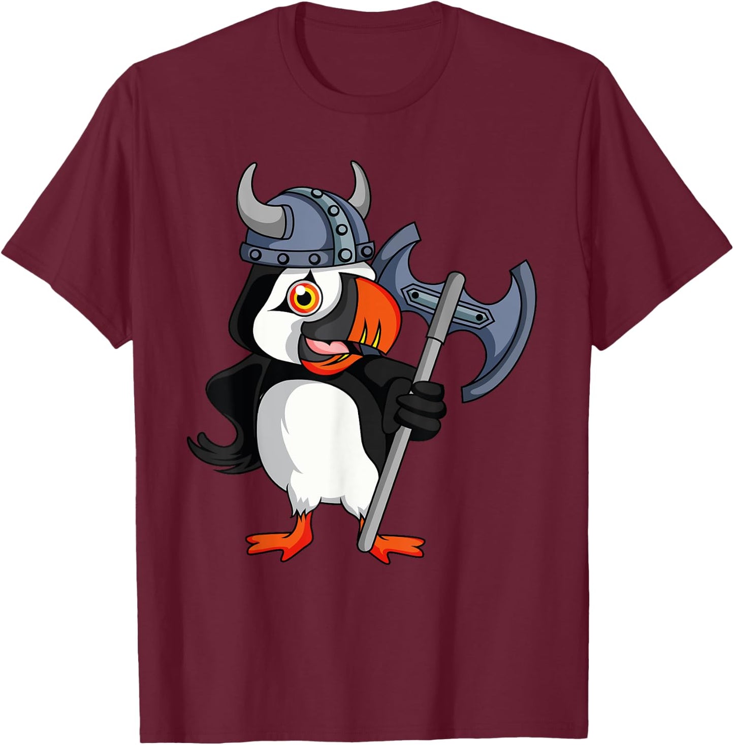 Iceland Puffin Souvenir Viking helmet T-Shirt - T-Shirt | Maroon