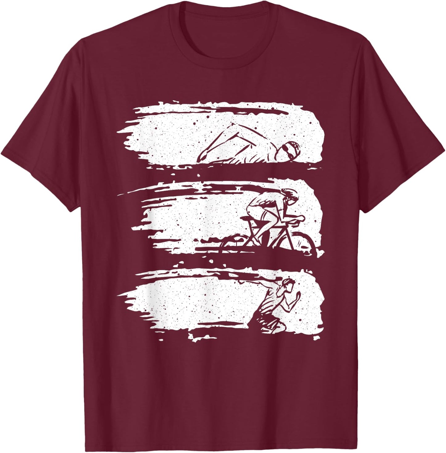 Funny Triathlon Swim Bike Run Design Men Women Triathletes T-Shirt - T-Shirt | Maroon