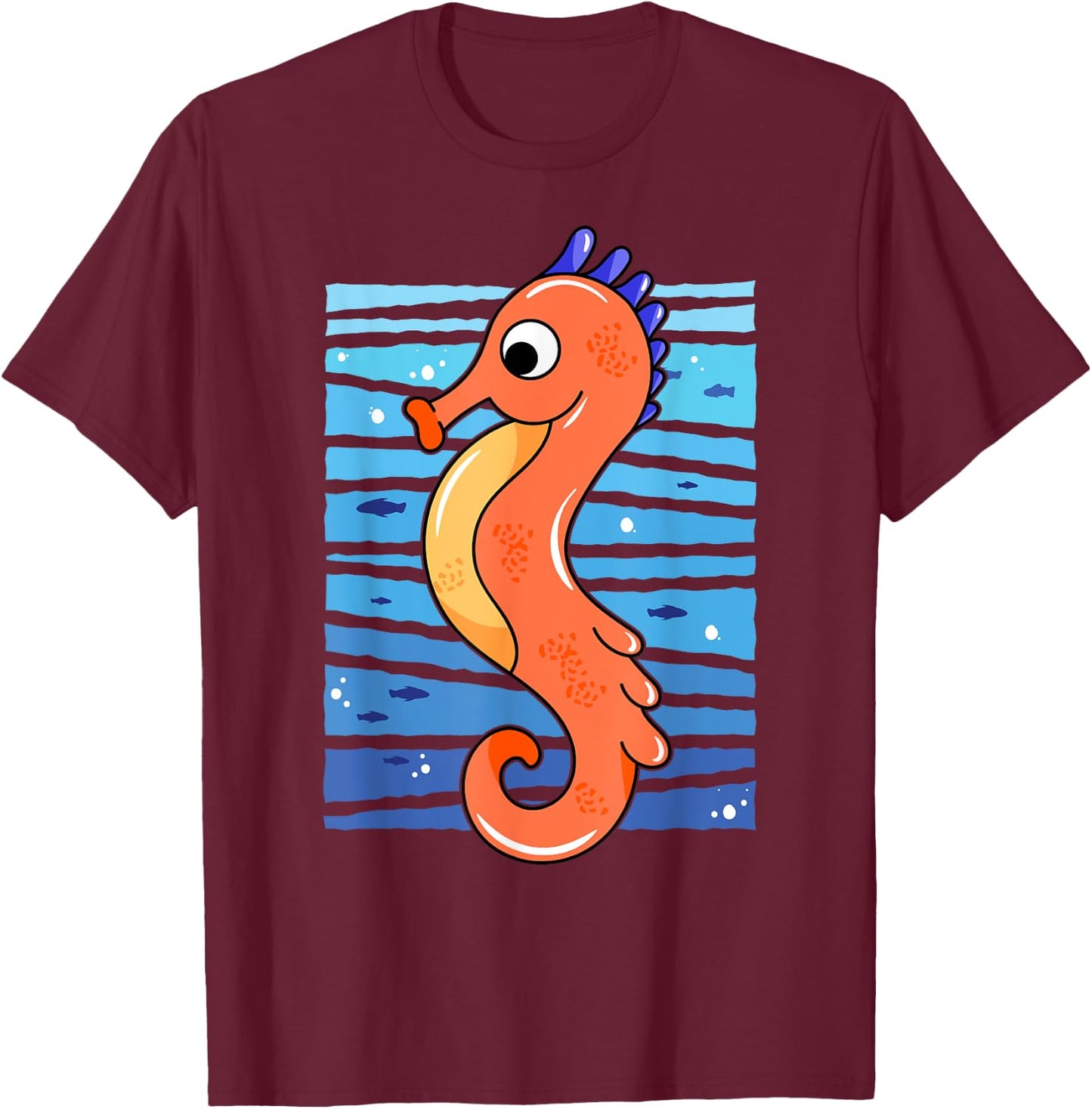Seahorse Art I Cute Seahorse I Kids Seahorse T-Shirt - T-Shirt | Maroon