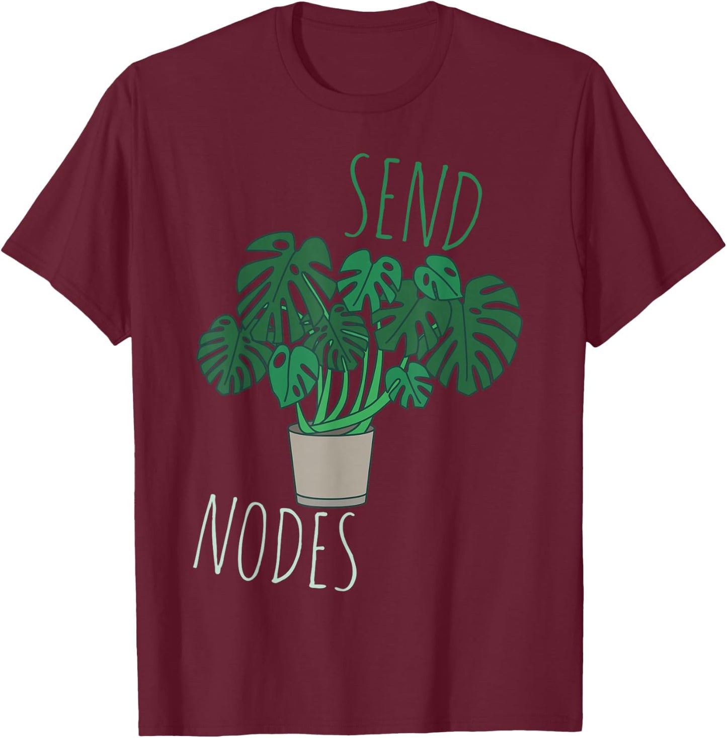 Send Nodes Monstera T-Shirt - T-Shirt | Maroon