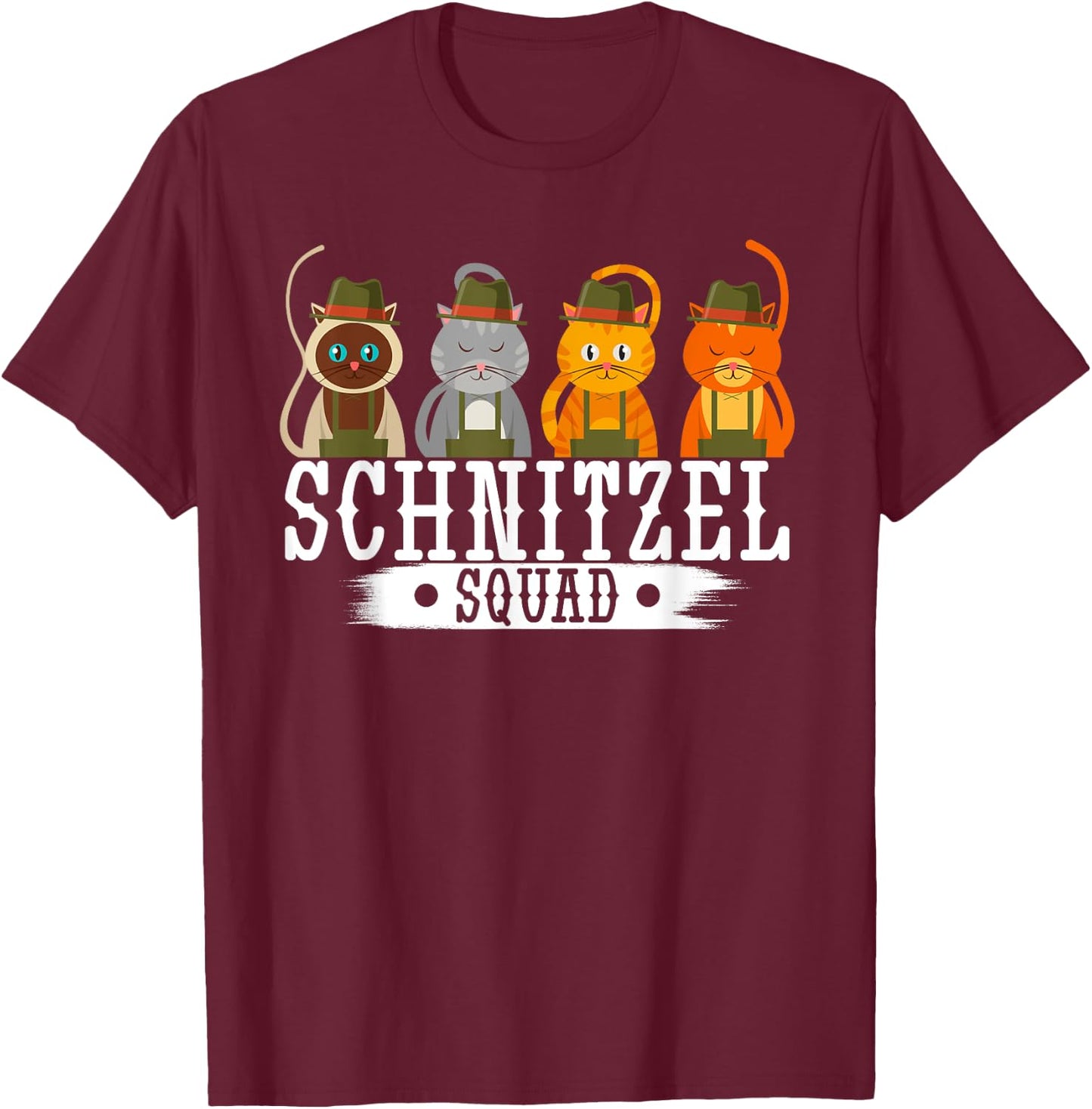 Schnitzel squad Oktoberfest German cat party brass band T-Shirt - T-Shirt | Maroon