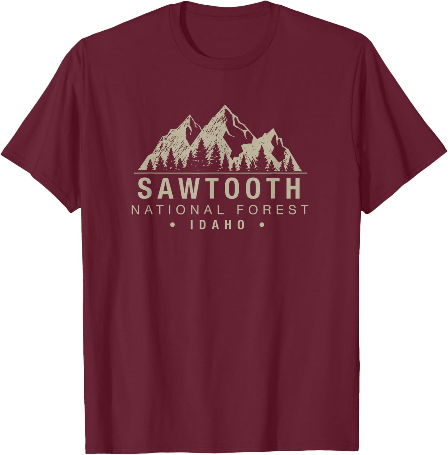 Sawtooth National Forest Idaho T-Shirt - T-Shirt | Maroon