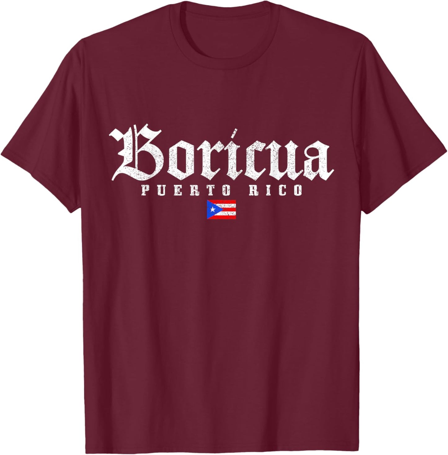 Puerto Rico Boricua Vintage Puerto Rican Flag Pride T-Shirt - T-Shirt | Maroon