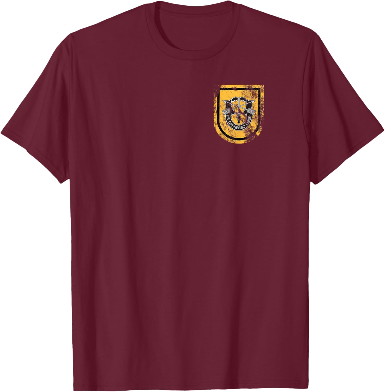 US 1st Special Forces Group (SFG) Distressed Worn Look T-Shirt - T-Shirt | Maroon