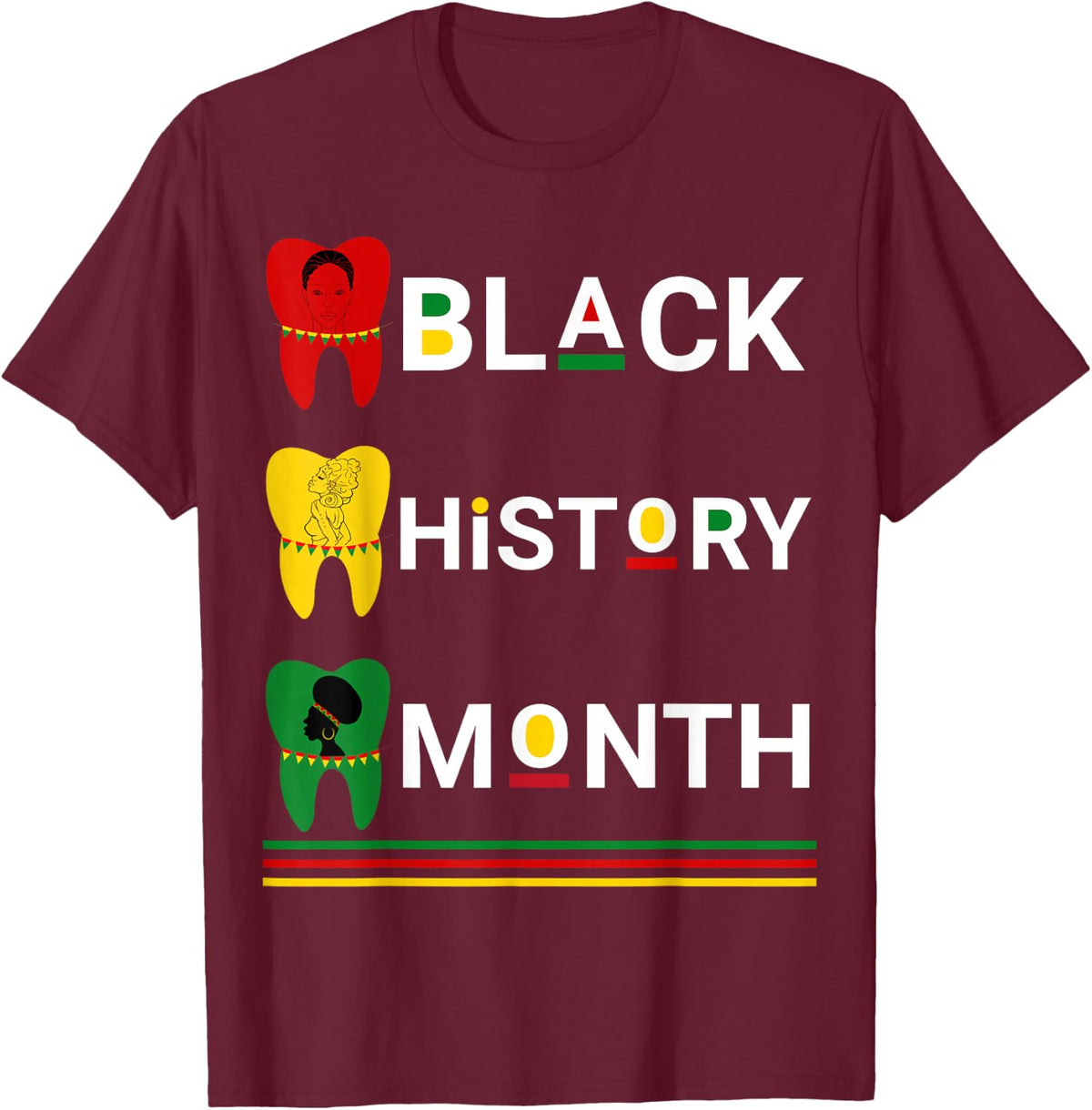Dental Black History Month Africans Melanin Teeth Girls Kids T-Shirt - T-Shirt | Maroon