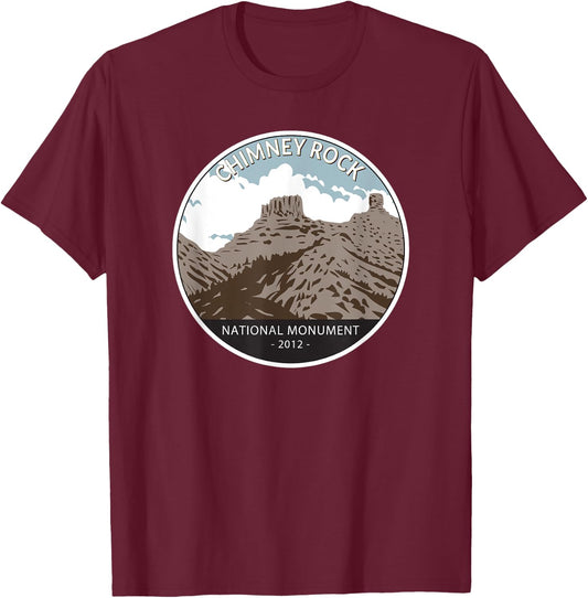 Chimney Rock National Monument Vintage Colorado T-Shirt - T-Shirt | Maroon