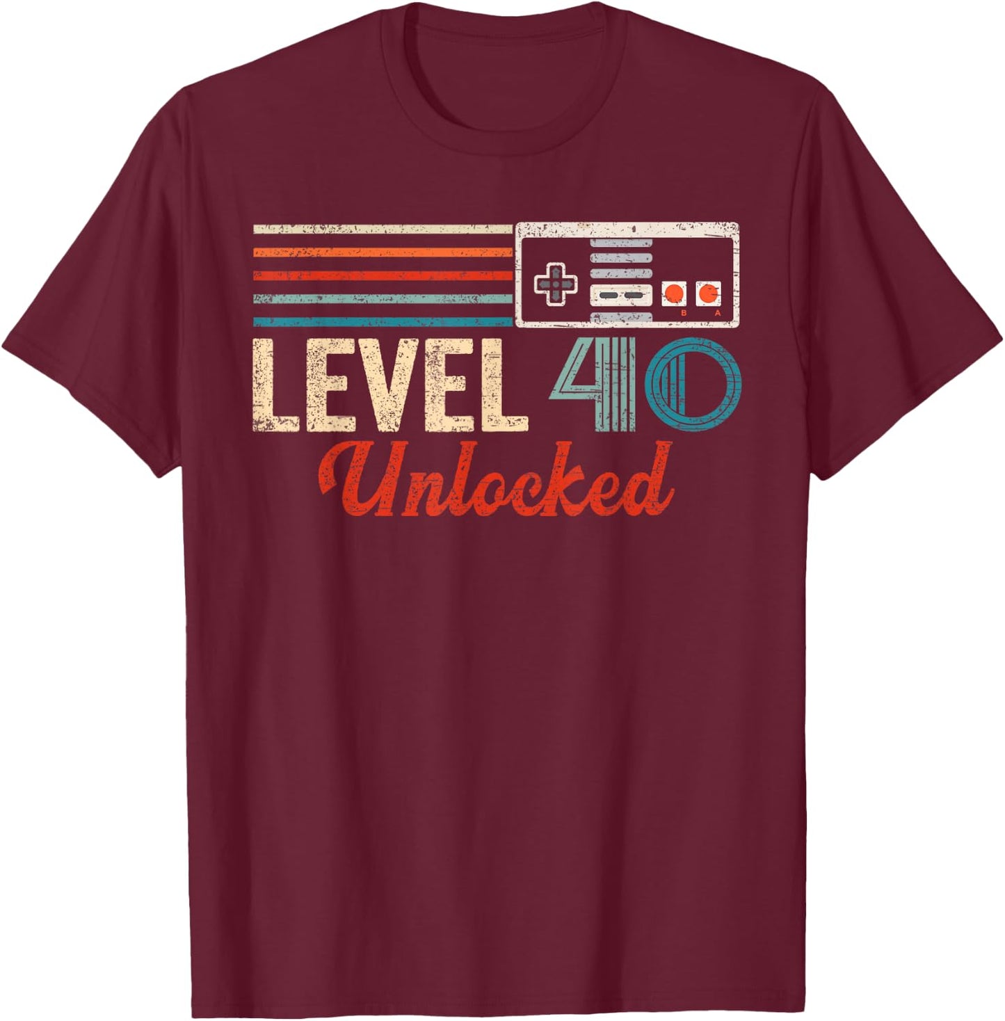 Unlocked Level 40 Birthday Boy Video Game Controller T-Shirt - T-Shirt | Maroon