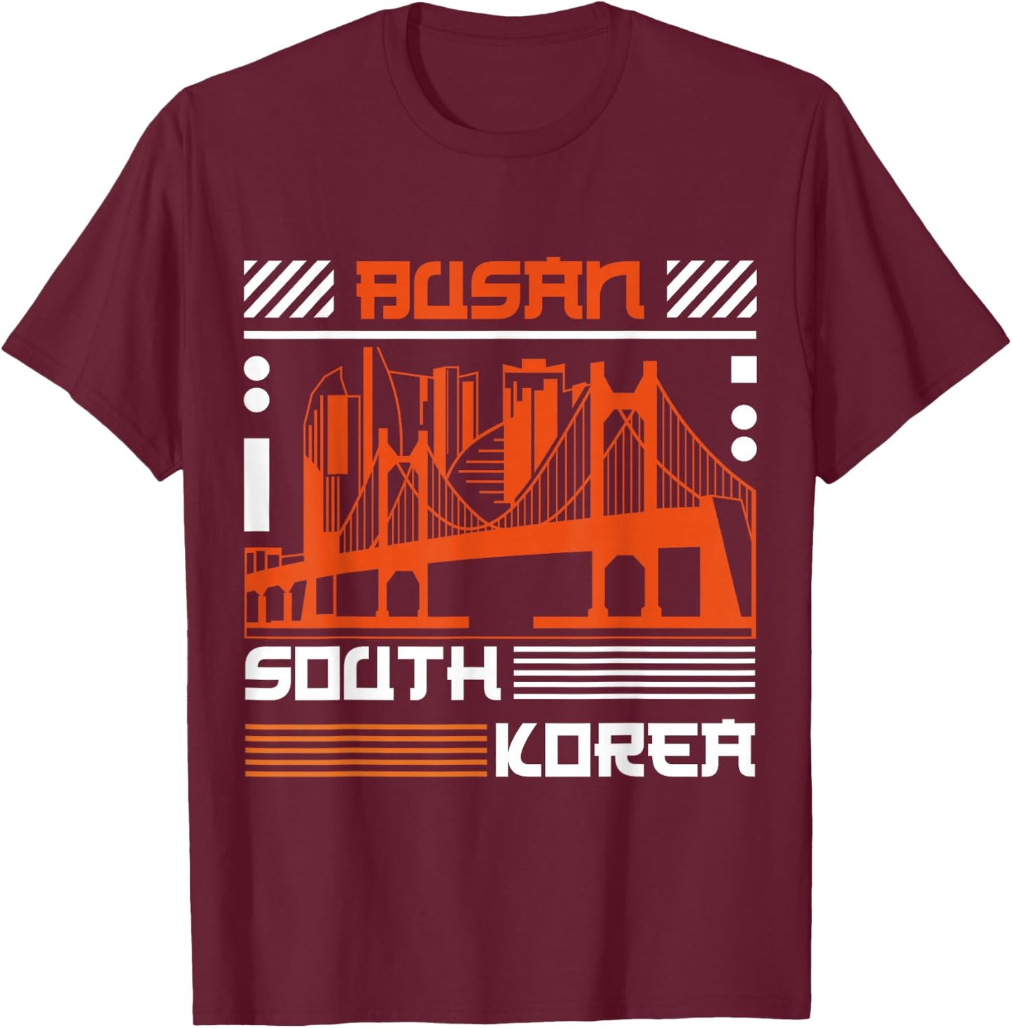 Busan Vacation Holiday South Korea Flag T-Shirt - T-Shirt | Maroon