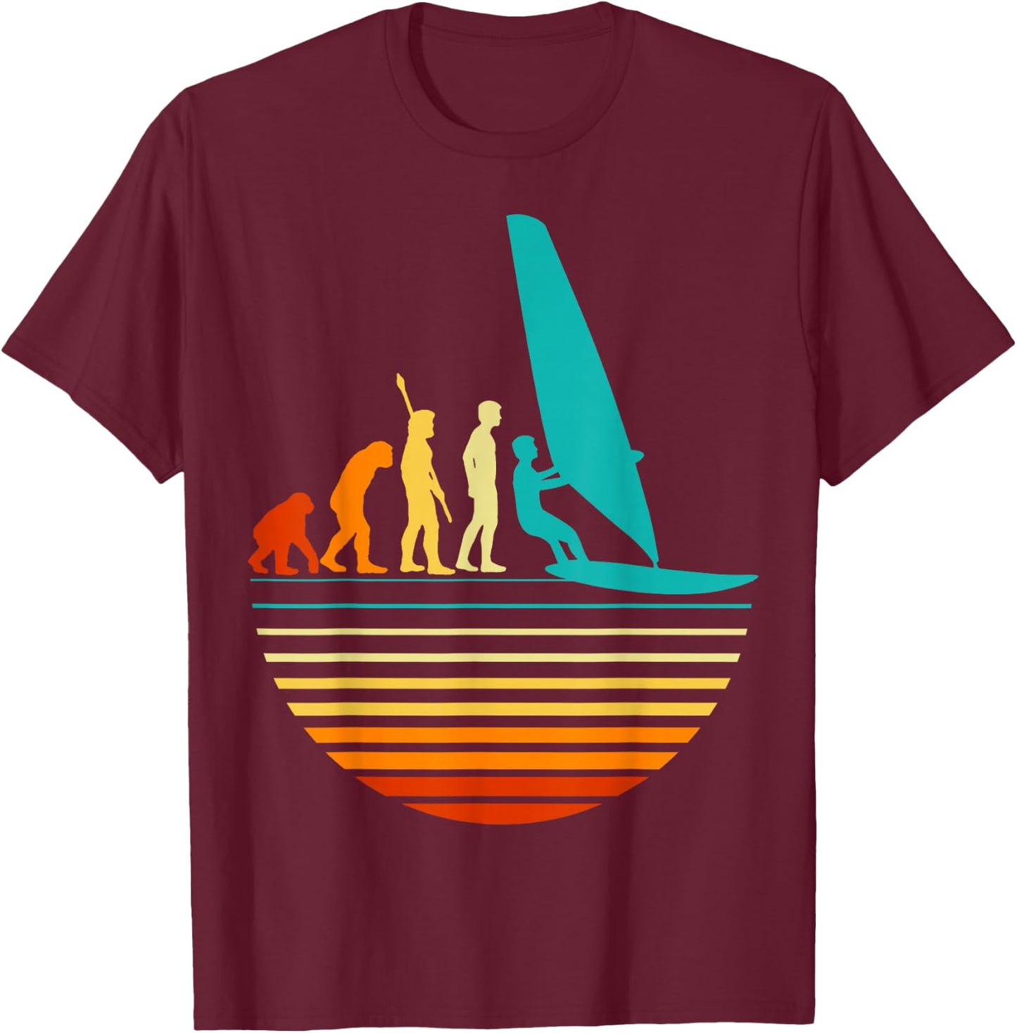 Windsurfer Evolution Windsurfing T-Shirt - T-Shirt | Maroon
