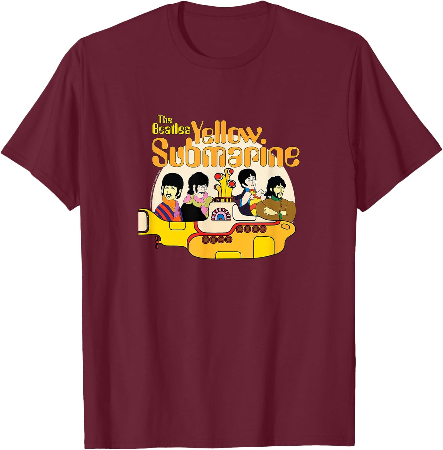 The Beatles - We All Live In A Yellow Submarine T-Shirt - T-Shirt | Maroon