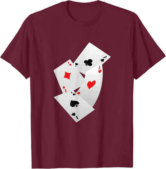 Four Aces Poker Game Pro Funny Lucky Players Gamblers Humor T-Shirt - T-Shirt | Maroon