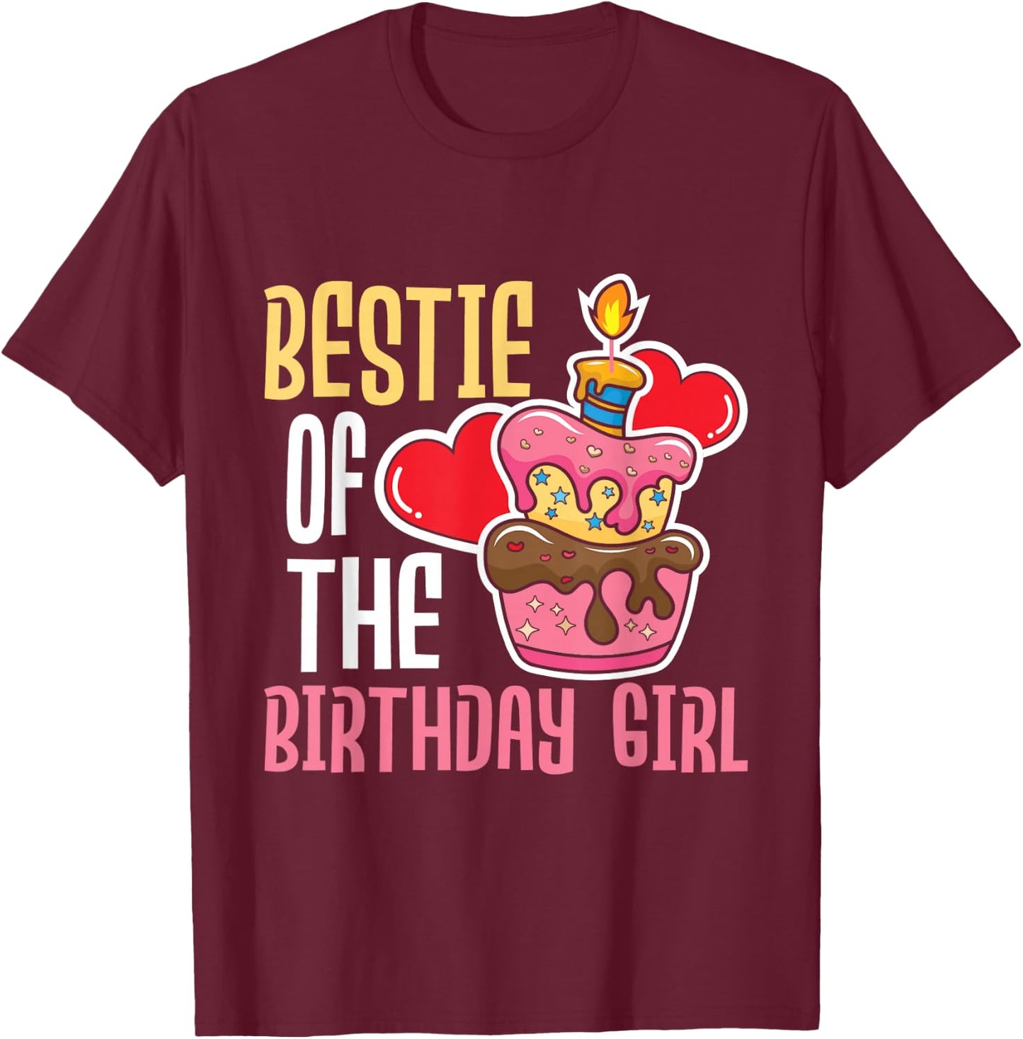 Bestie Of The Birthday Girl - Donut Party Best Friend BFF T-Shirt - T-Shirt | Maroon