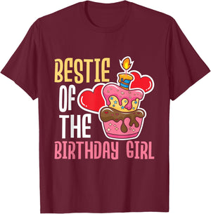 Bestie Of The Birthday Girl - Donut Party Best Friend BFF T-Shirt - T-Shirt | Maroon