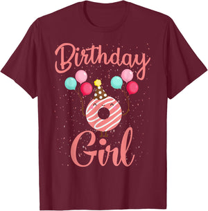 Birthday Girl Donut-Funny Matching Birthday Girl Party T-Shirt - T-Shirt | Maroon