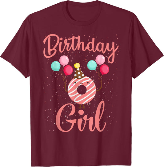 Birthday Girl Donut-Funny Matching Birthday Girl Party T-Shirt - T-Shirt | Maroon