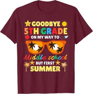 Goodbye 5th Grade To Middle School Funny Graduation Summer T-Shirt - T-Shirt | Maroon