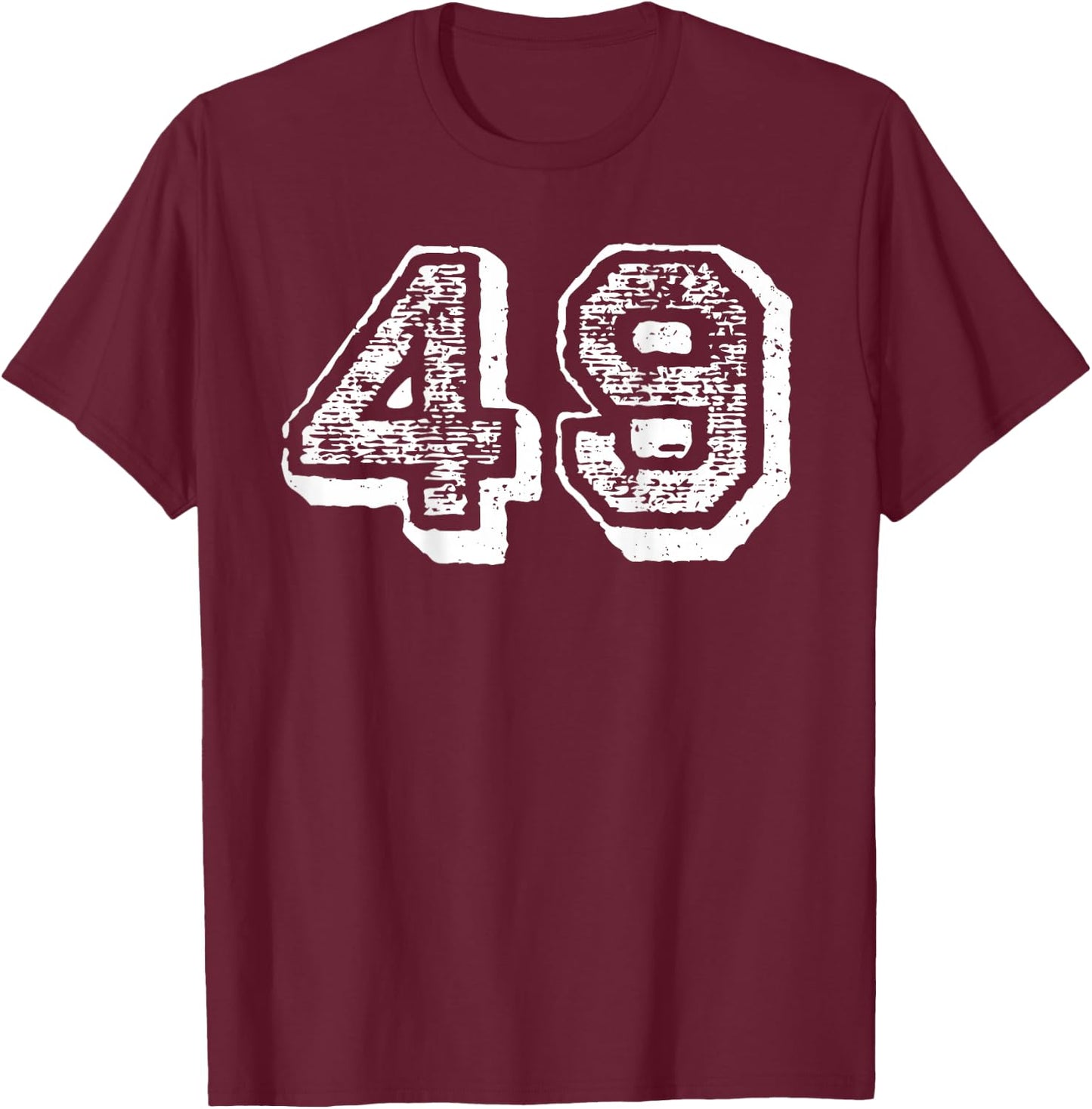 Number 49 Sports Jersey Player #49 Fan BACK PRINT Vintage T-Shirt - T-Shirt | Maroon