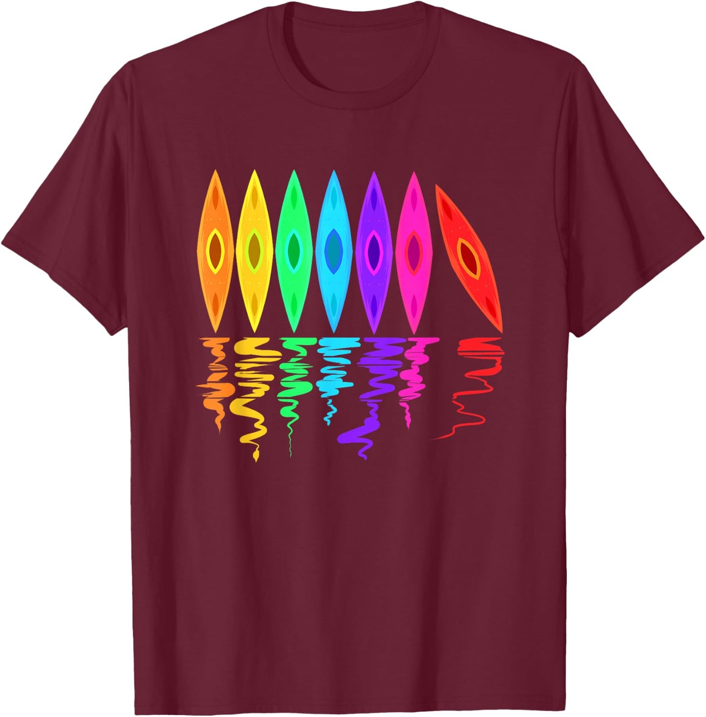 Kayak Colourful Kayaks for Kayakers Paddle Club Canoe T-Shirt - T-Shirt | Maroon