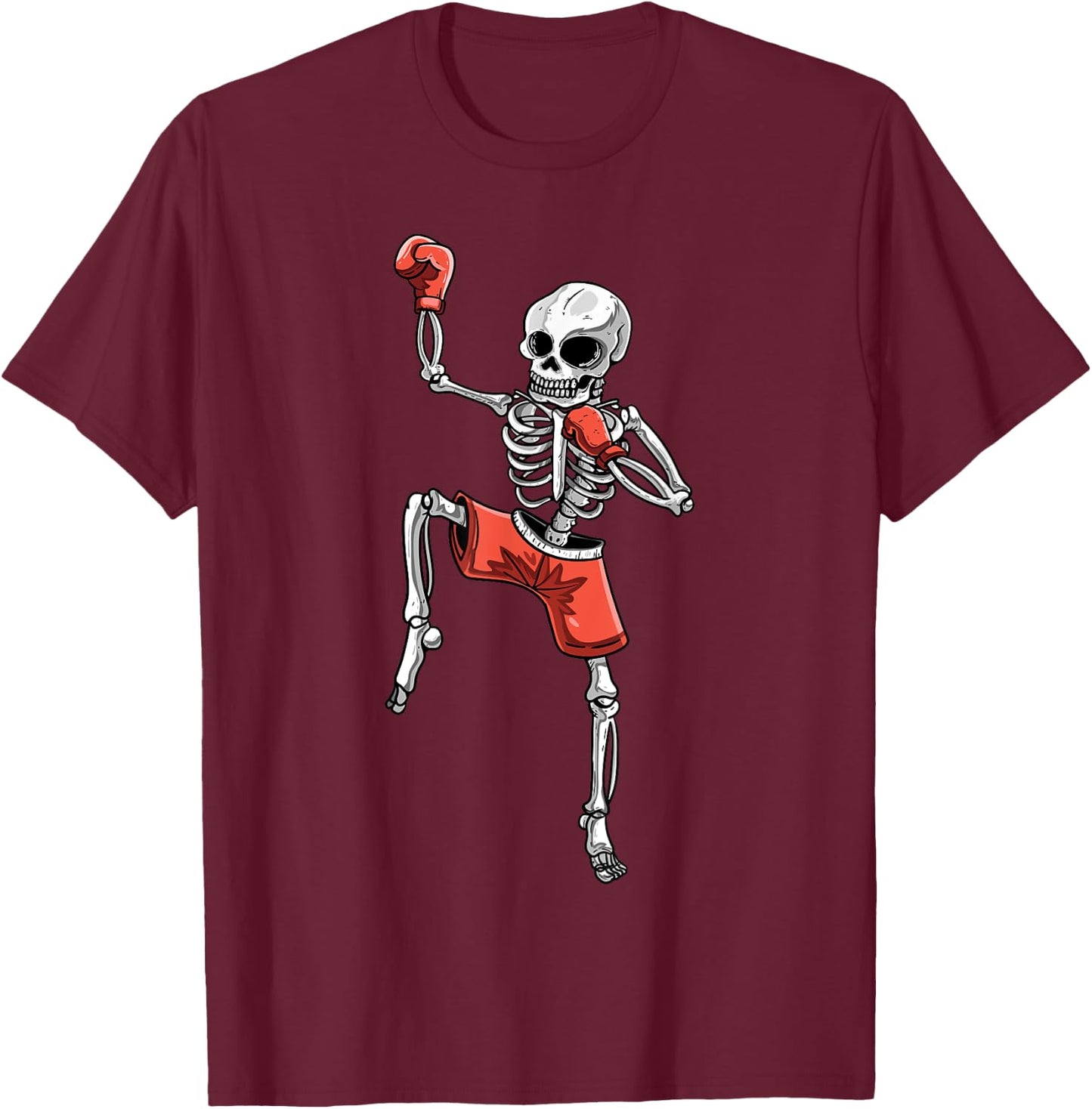Skeleton Muay Thai Halloween Kickboxing MMA Fighter Costume T-Shirt - T-Shirt | Maroon