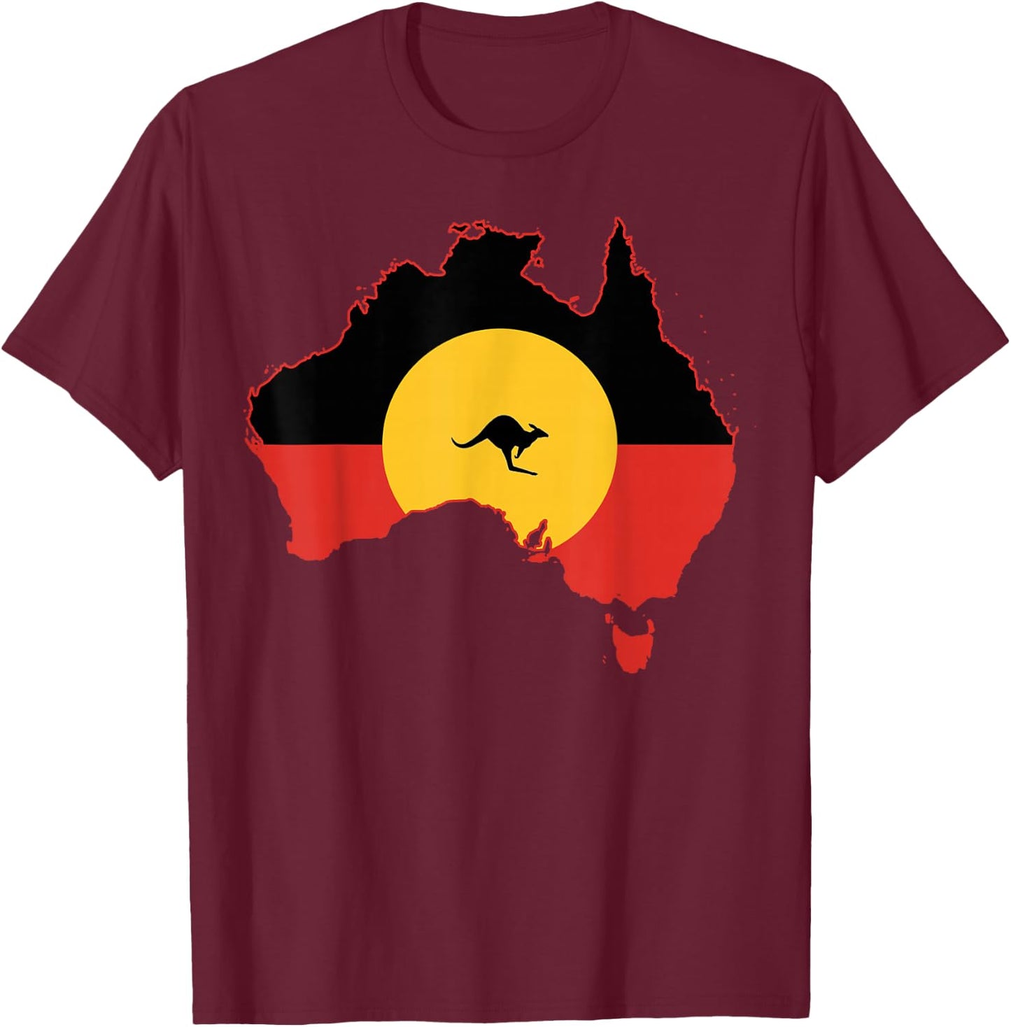Aboriginal Flag T Shirt Australia Flag Gift Aussie T-Shirt - T-Shirt | Maroon