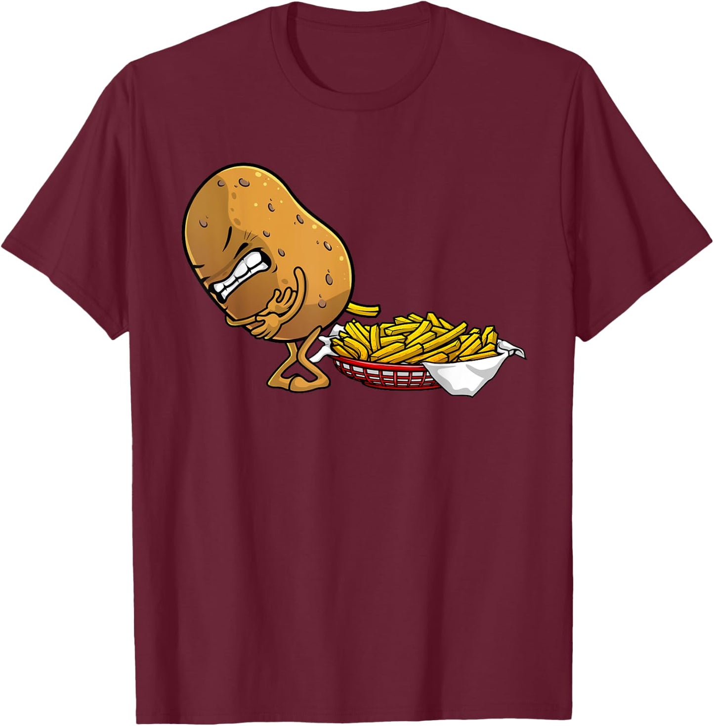 Funny French Fries Designs Women Potato Food Eaters Small T-Shirt - T-Shirt | Maroon