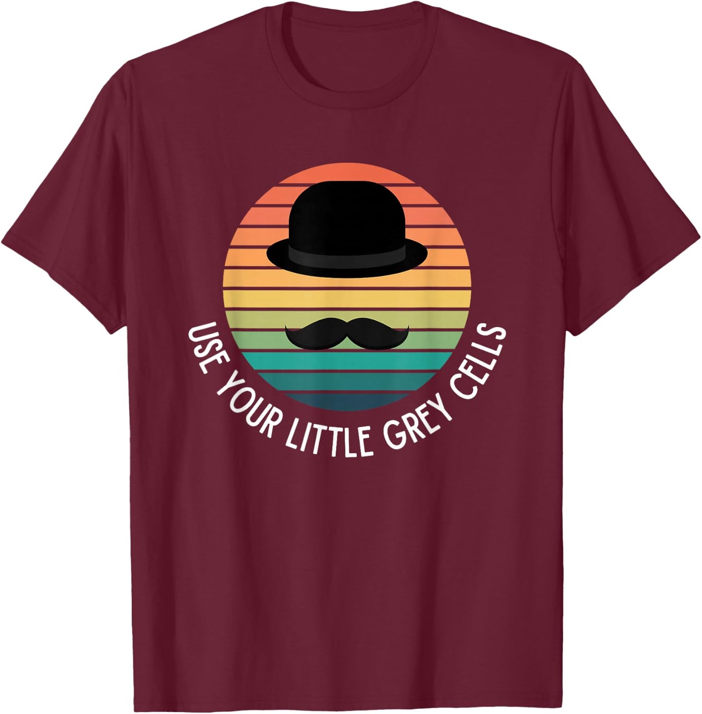 ELDA DESIGN Poirot Use Your Little Grey Cells - -Kids, Black, Small T-Shirt - T-Shirt | Maroon