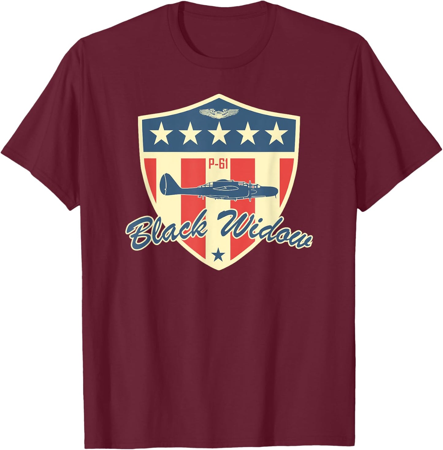 WW2 Air Force USAAF - P-61 Black Widow T-Shirt - T-Shirt | Maroon