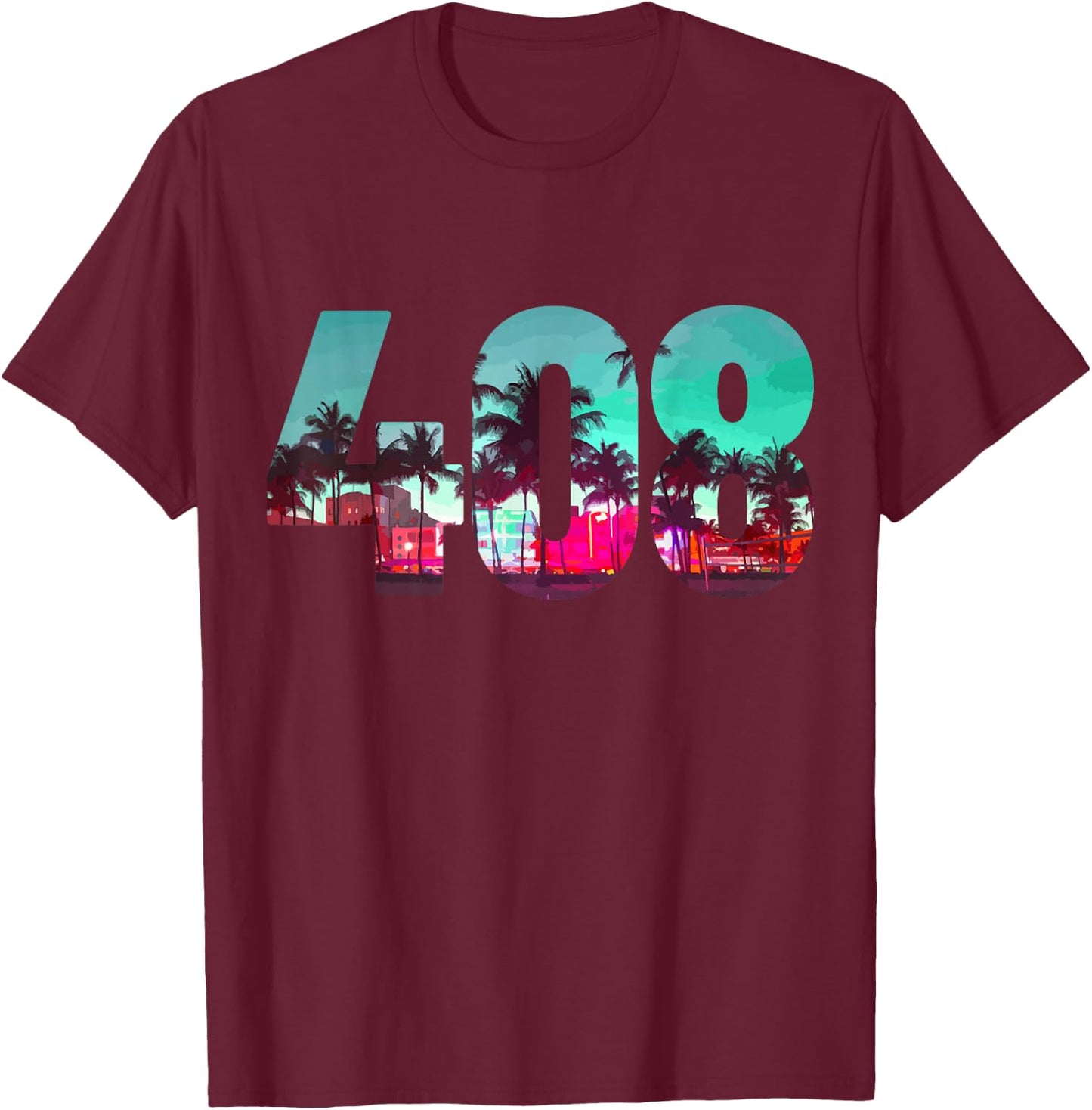 San Jose California Area Code 408 Vintage Retro T-Shirt - T-Shirt | Maroon