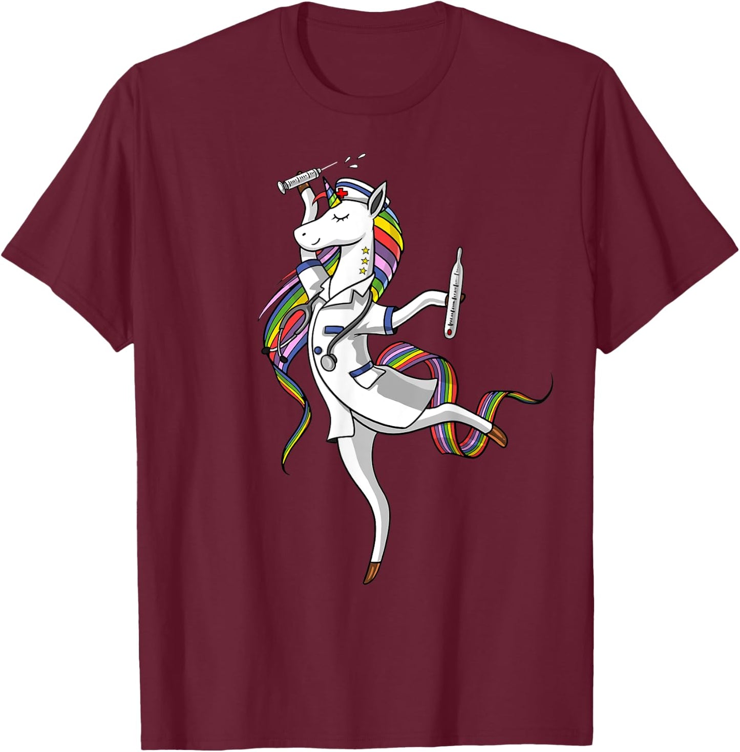 Unicorn Nurse Medical Doctor Funny Women Girls Kids T-Shirt - T-Shirt | Maroon