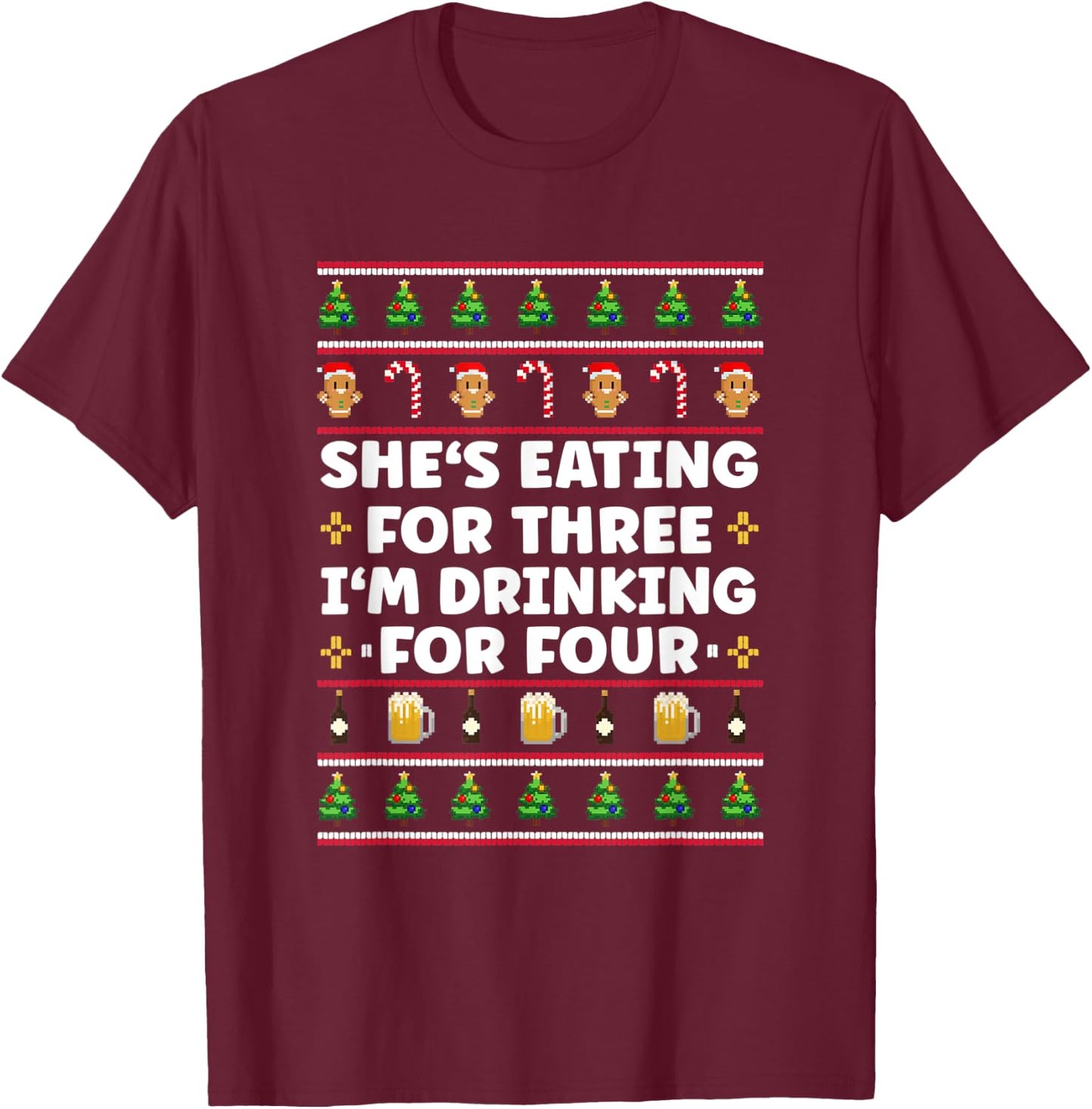 New Dad Mom - Twins Baby Christmas Pregnancy Announcement T-Shirt - T-Shirt | Maroon