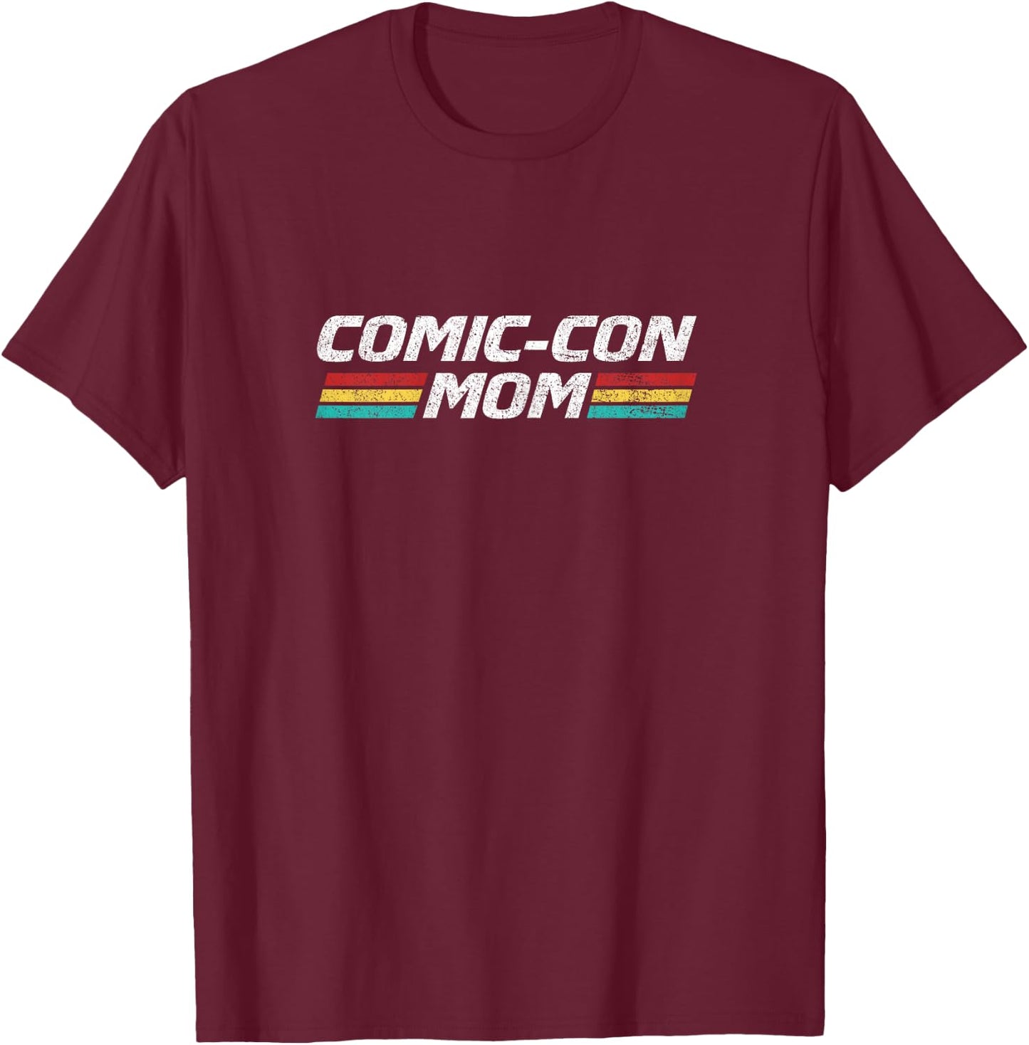 Comic-Con Mom 80's Retro Style Distressed T-Shirt - T-Shirt | Maroon