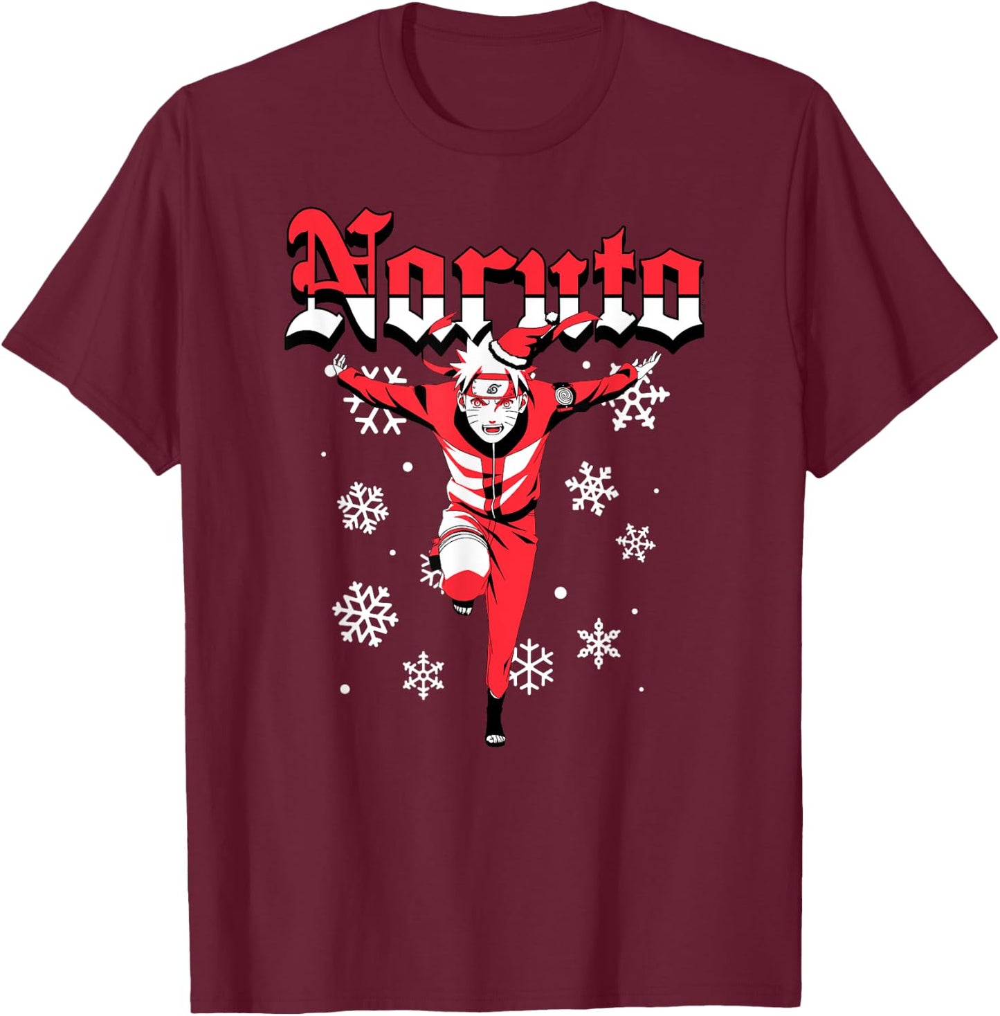 Naruto Shippuden Naruto Christmas Ninja Snowflakes Anime T-Shirt - T-Shirt | Maroon
