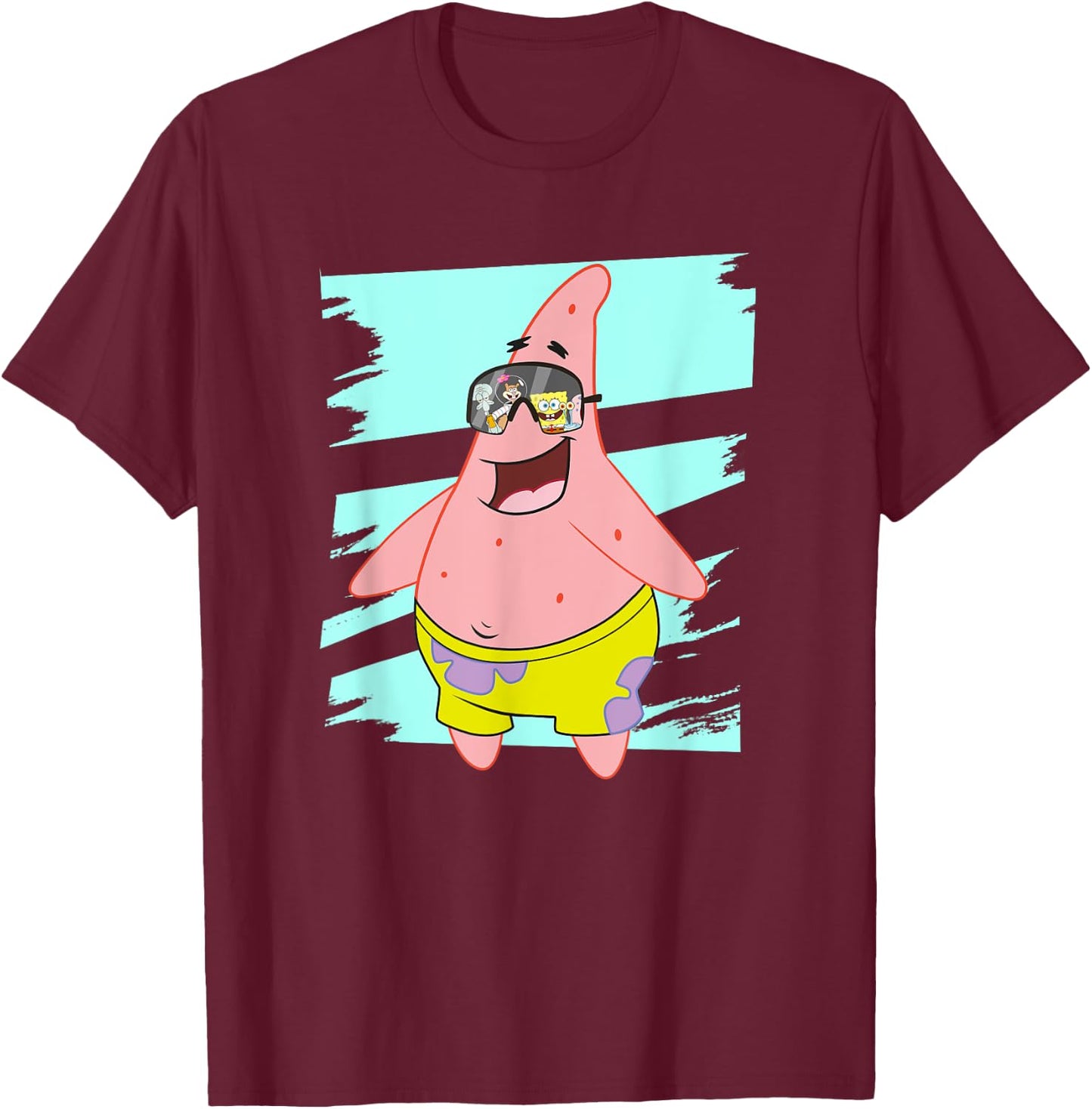 Mademark x SpongeBob SquarePants - Patrick Star - Reflection in Sunglasses T-Shirt - T-Shirt | Maroon