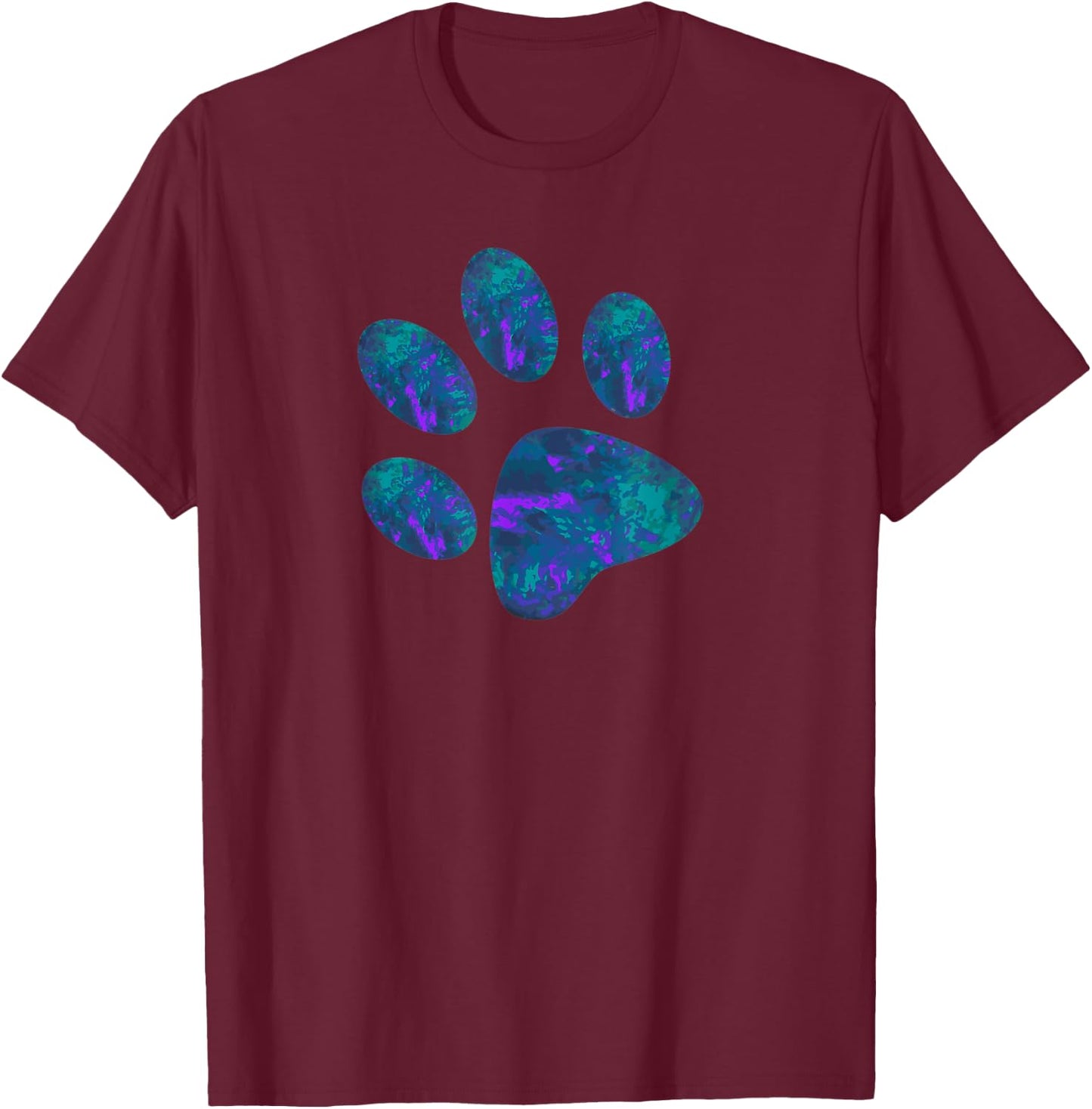 Cyan Blue Violet teal Dog Paw Print For Dogs Lover Men Women Kids T-Shirt - T-Shirt | Maroon