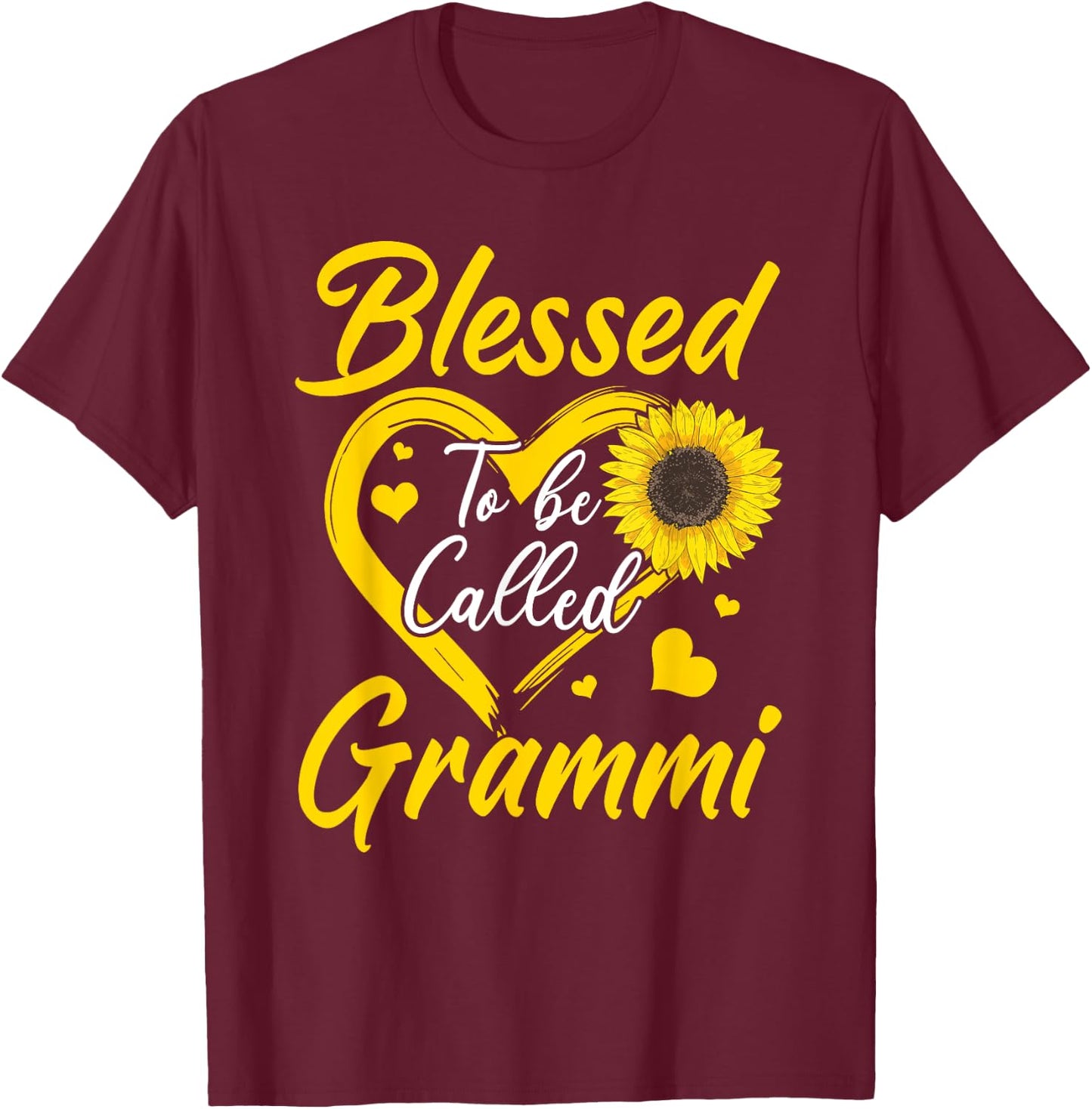 Blessed To Be Called Grammi Sunflower Heart Mother's Day T-Shirt - T-Shirt | Maroon