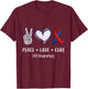 Peace Love cure CHD heart disease awareness men women kids T-Shirt - T-Shirt | Maroon