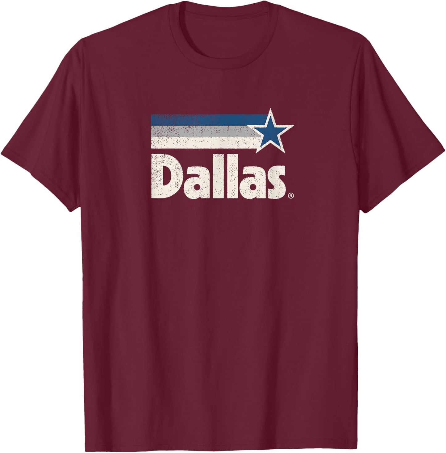 Vintage Dallas Texas City Strong Dallas TX Blue Stripes Star T-Shirt - T-Shirt | Maroon