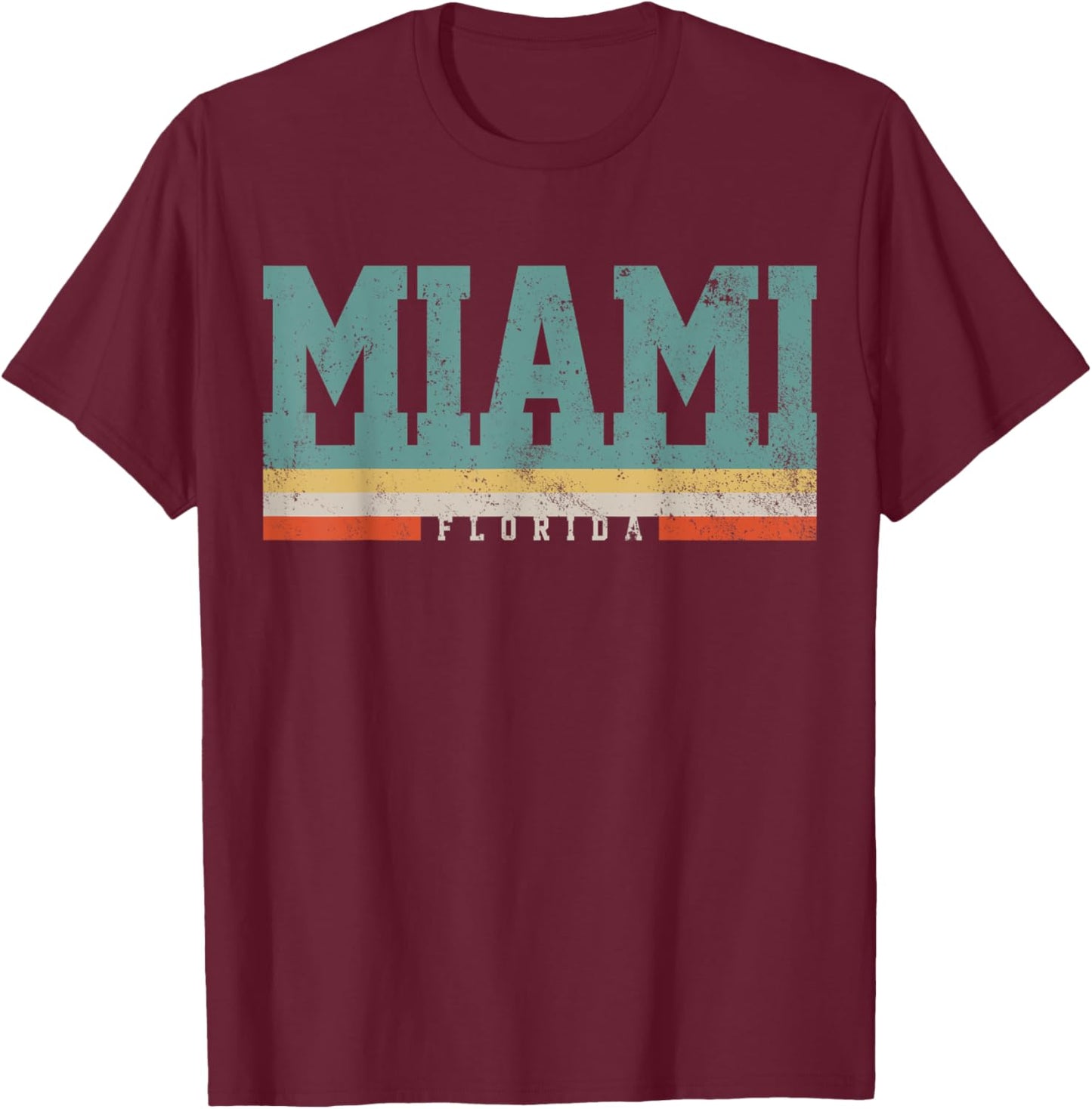 Miami Florida Retro Vintage Gift T-Shirt - T-Shirt | Maroon