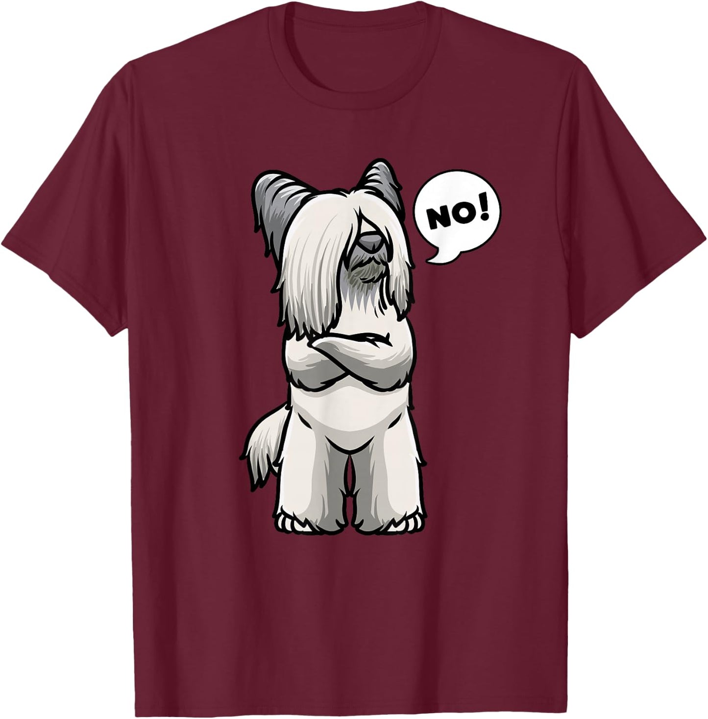 Skye Terrier Dog T-Shirt - T-Shirt | Maroon