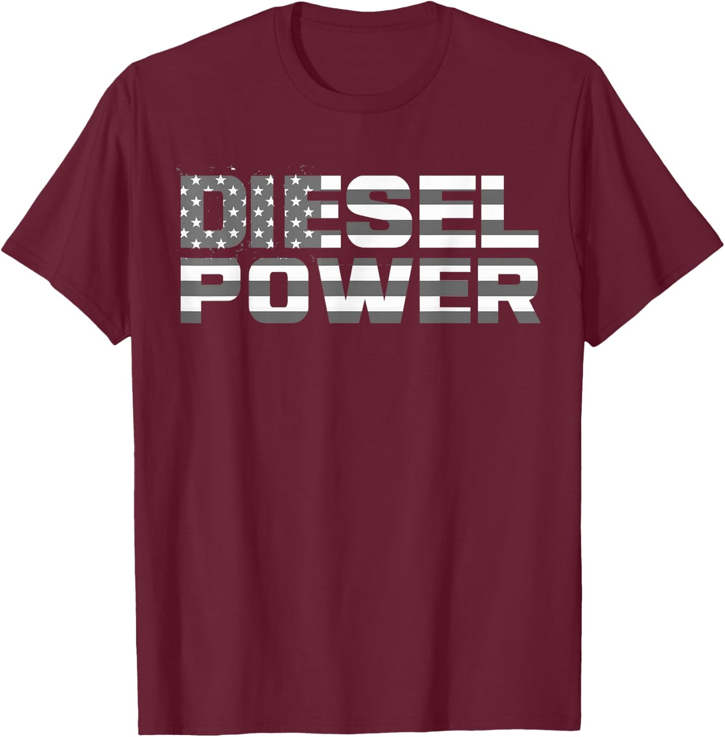 Diesel Power American Flag Funny Truck Mechanic Gift T-Shirt - T-Shirt | Maroon