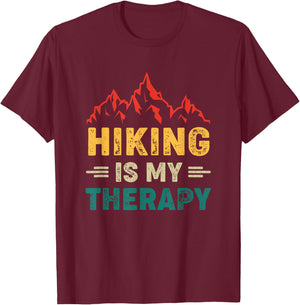 Hiking Is My Therapy T-Shirt - T-Shirt | Maroon