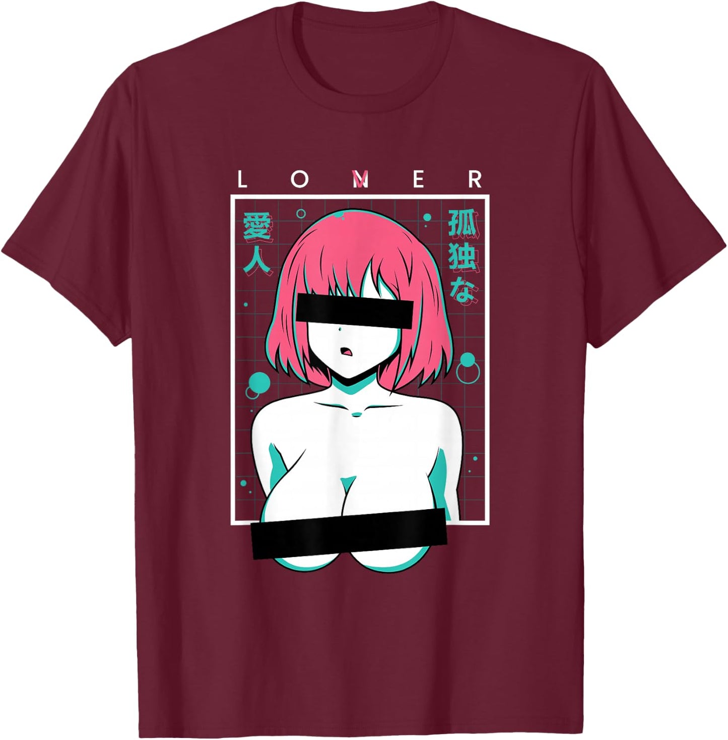 Waifu Loner Lover Anime Girl Japanese Aesthetic Manga Otaku T-Shirt - T-Shirt | Maroon