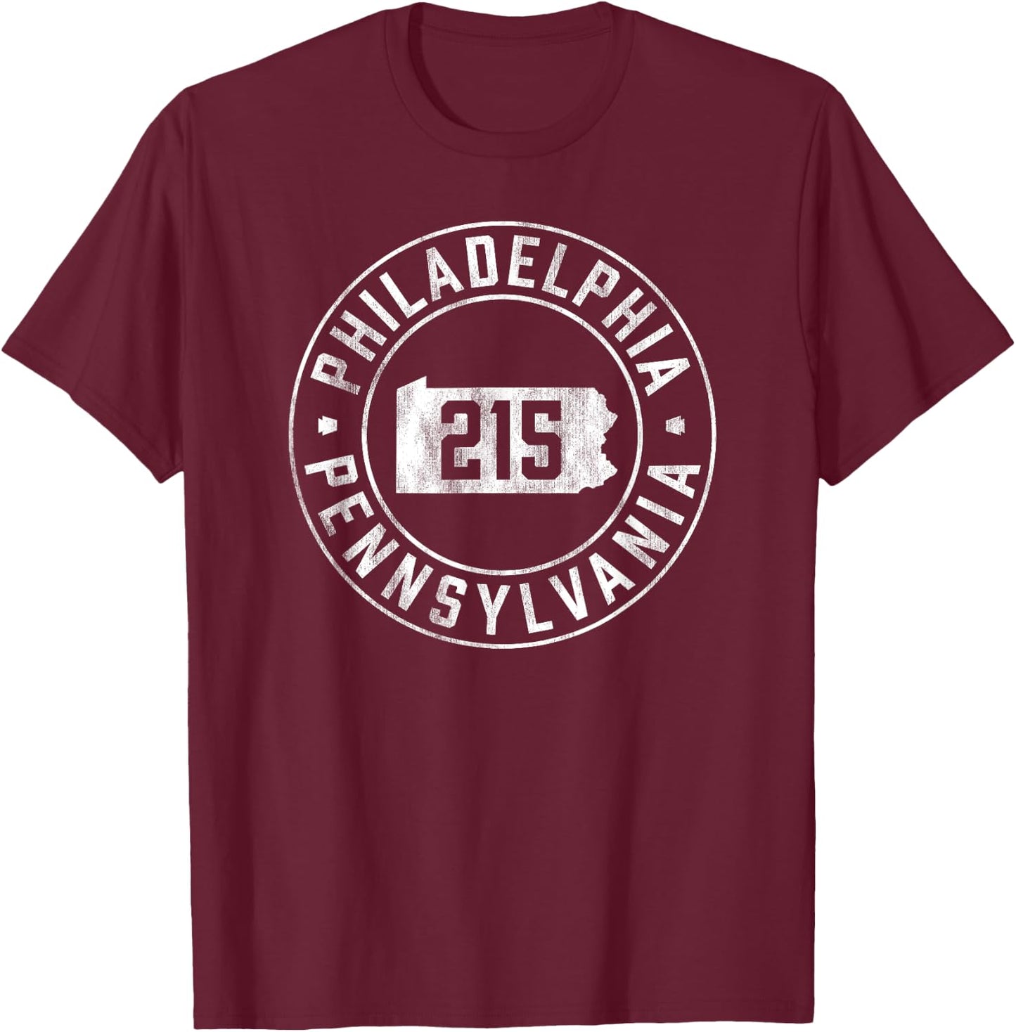 Retro Philly 215 Area Code Boys Girls Philadelphia T-Shirt - T-Shirt | Maroon