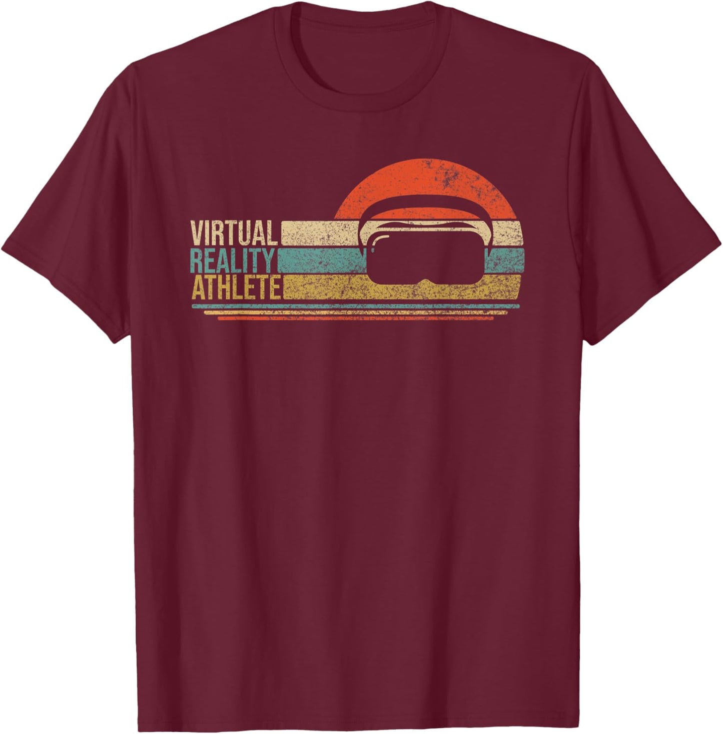 Virtual Reality Athlete VR Vintage Retro Video Gamer Gaming T-Shirt - T-Shirt | Maroon