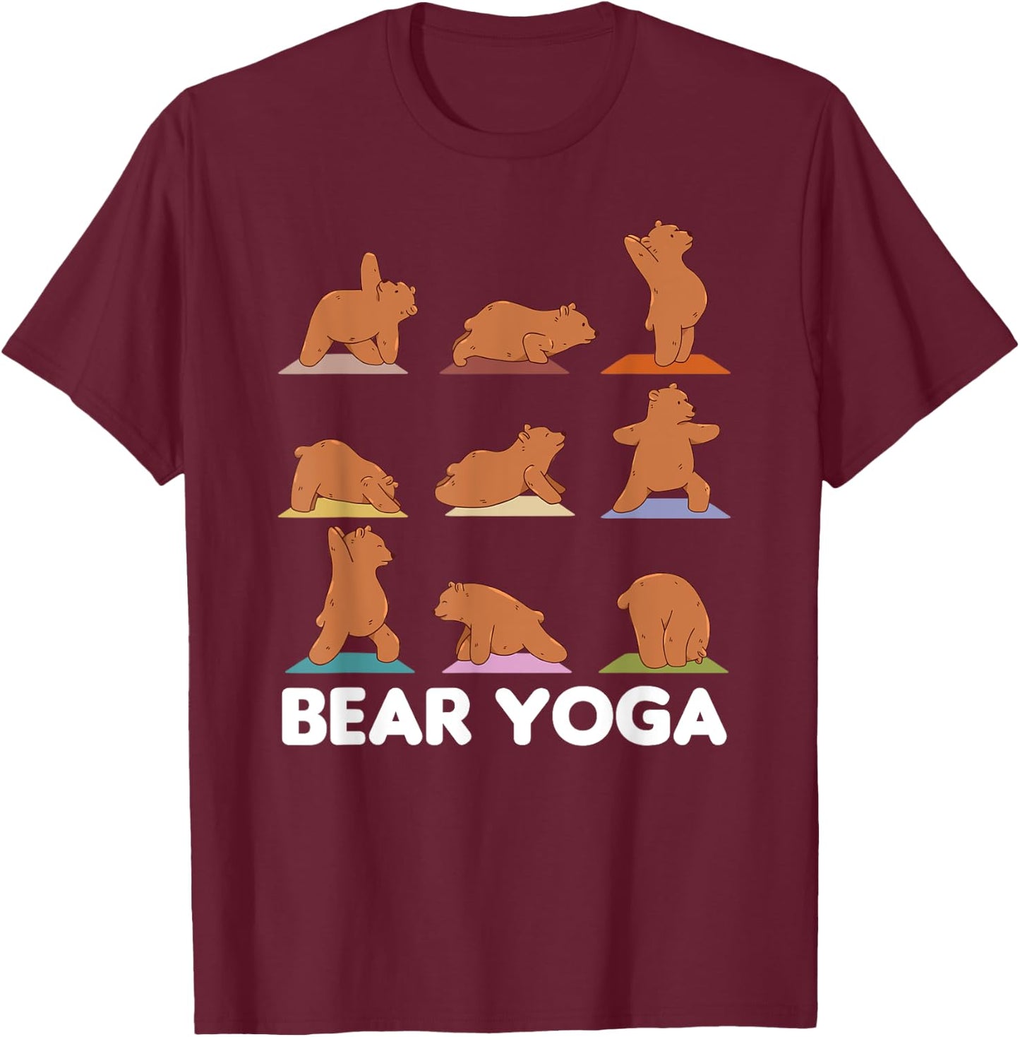 Bear Yoga Cute Bears Doing Sport Bear Yoga Namaste T-Shirt - T-Shirt | Maroon