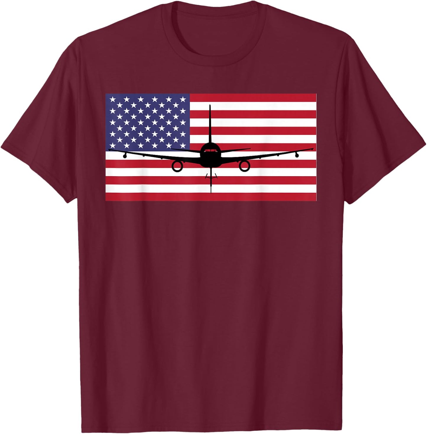 KC46 Pegasus Air Force Pilot- American Flag Funny Aviation T-Shirt - T-Shirt | Maroon