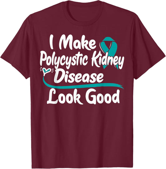 Teal Ribbon Awareness PKD Awareness Gift - Polycystic Kidney Disease Survivor T-Shirt - T-Shirt | Maroon