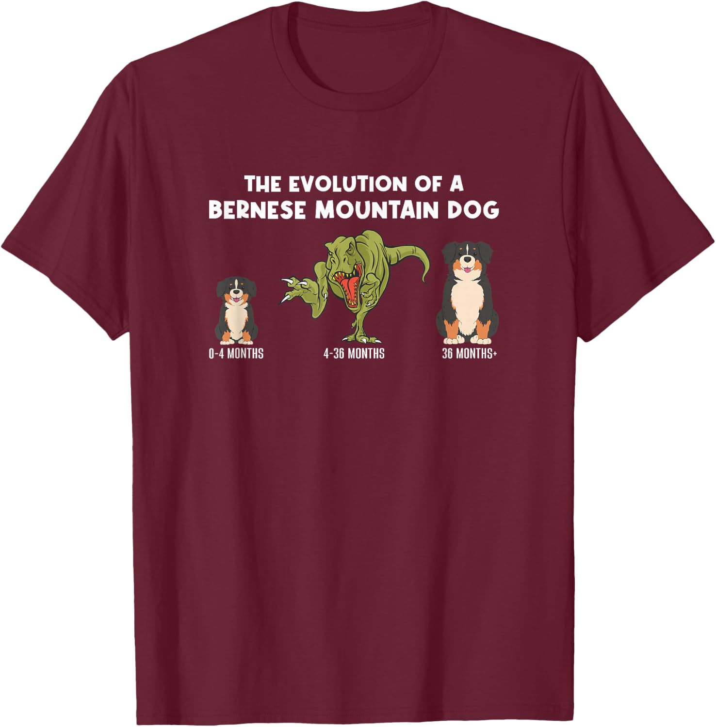 Bernese Dog Mom The Evolution Of A Bernese Mountain Dog T-Shirt - T-Shirt | Maroon