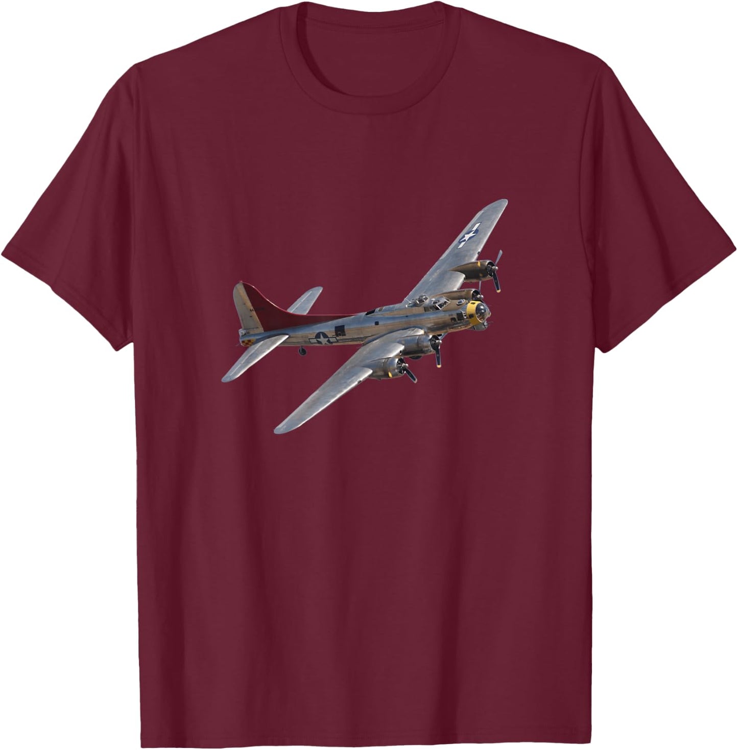 B17 Flying-Fortress WWII Fighter Plane USA History T-Shirt - T-Shirt | Maroon