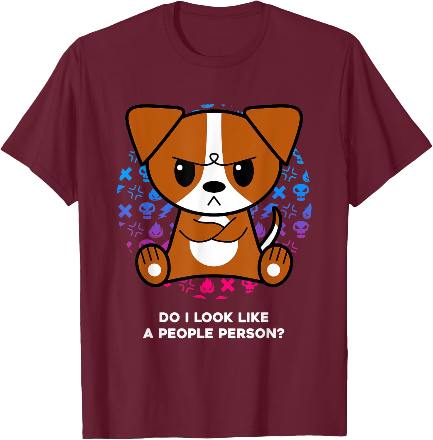Do I Look Like A People Person Grumpy Jack Russell Terrier T-Shirt - T-Shirt | Maroon